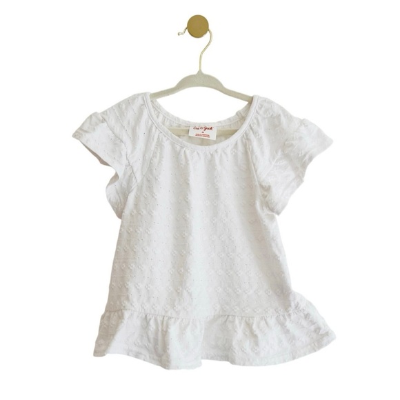 Beautiful Cat & Jack Girls 3T White Eyelet Flutter Sleeve Top - Like New - Picture 1 of 5